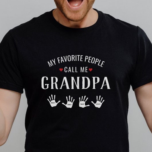 Voor opa met vier opa-namen, speciaal gepersonalis t-shirt