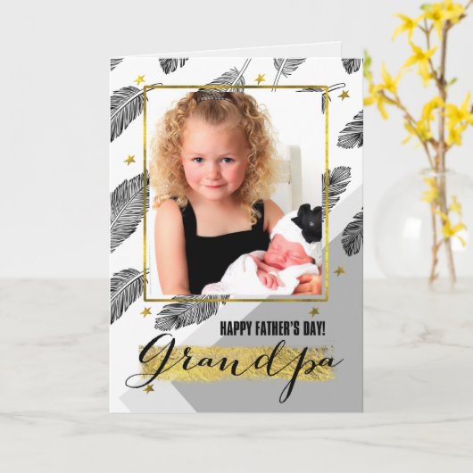 Voor opa op Vaderdag Aangepaste fotokaarten Kaart (Gele Bloem)