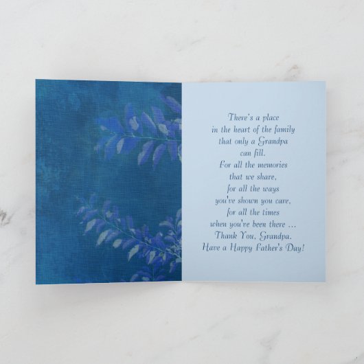 Voor opa op Vaderdag blauw lederen patroon Kaart (Binnen)