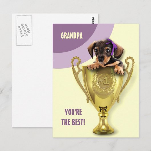 Voor opa op Vaderdag. Cute Puppy Briefkaart (Voorkant / Achterkant)