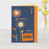 Voor opa op Vaderdag. Denim Pattern Kaart (Gele Bloem)