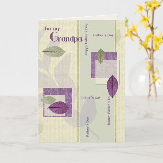 Voor opa op Vaderdag. Elegant Leaf Pattern Kaart (Gele Bloem)