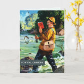 Voor opa op Vaderdag.  Geviste scène Kaart (Gele Bloem)