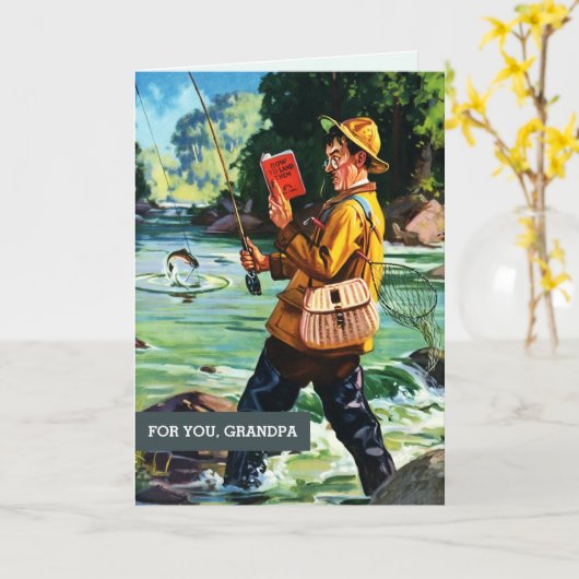 Voor opa op Vaderdag.  Geviste scène Kaart (Gele Bloem)