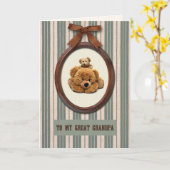 Voor opa op Vaderdag. Leuke teddyberen Kaart (Gele Bloem)