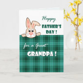 Voor opa op Vaderdag schattig konijn Kaart (Gele Bloem)