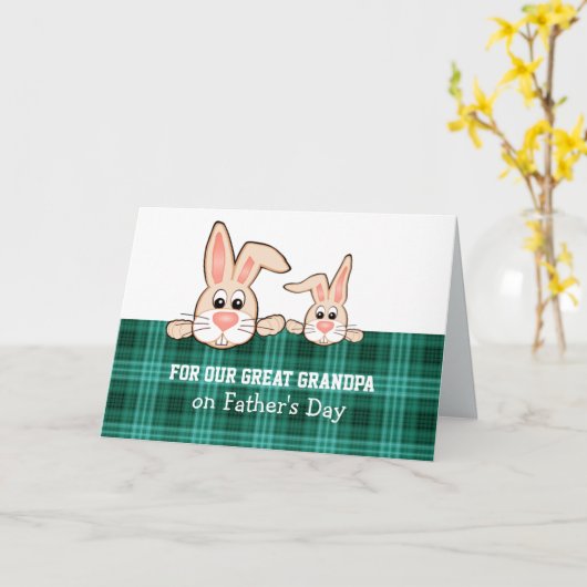 Voor opa op Vaderdag. Twee leuke konijntjes Kaart (Gele Bloem)