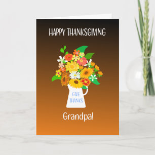 Voor opa Thanksgiving bloemenboeket Kaart