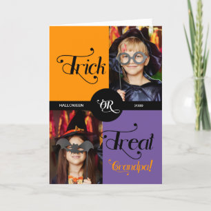 voor opa Trick or treat Halloween Two Photos Feestdagen Kaart