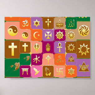 Voor open gedempt : RESPECT VOOR ALLE RELIGIES Poster