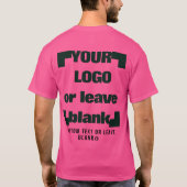 Voor +optioneel Achter, Zakelijke logo Heet roze T-shirt (Achterkant)