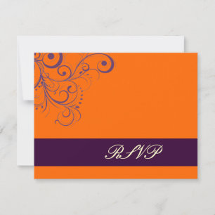 Voor Oranje + Plum Swirls/RSVP's zijn 5 x 7 uitnod RSVP Kaartje