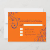 Voor Oranje + Plum Swirls/RSVP's zijn 5 x 7 uitnod RSVP Kaartje (Achterkant)