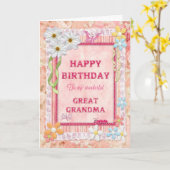 Voor overgrootmoeder, ambachtelijke verjaardagskaa kaart (Gele Bloem)