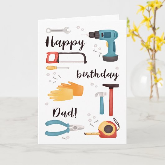 Voor Pap DIY Tools Birthday Kaart (Gele Bloem)