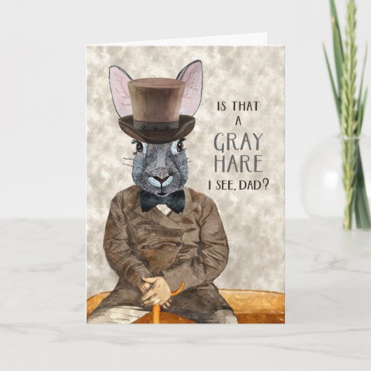 voor pap Funny Birthday Hipster Rabbit Gray Hare Kaart (Voorkant)