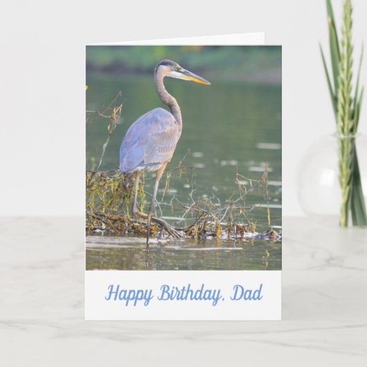 Voor pap Great Blue Heron Outdoorsman Birthday Kaart (Voorkant)