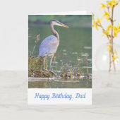 Voor pap Great Blue Heron Outdoorsman Birthday Kaart (Gele Bloem)