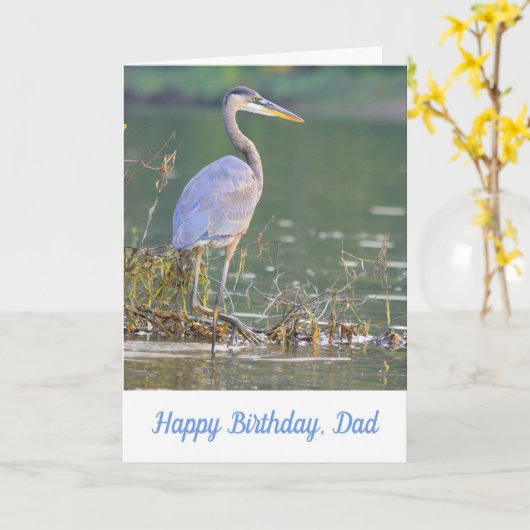 Voor pap Great Blue Heron Outdoorsman Birthday Kaart (Gele Bloem)