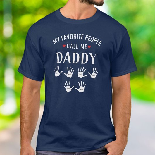 Voor papa, 6 kinder namen Handprints gepersonalise T-shirt