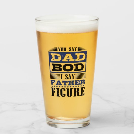 Voor papa Bod Vader figuur Grappige Bier Humor Glas (Voorkant gevuld)
