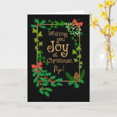 Voor Papa Christmas Joy met Holly Mistletoe Kaart (Gele Bloem)
