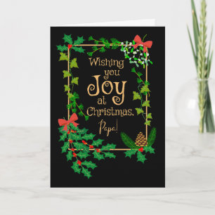 Voor Papa Christmas Joy met Holly Mistletoe Kaart