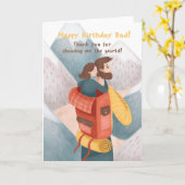 Voor papa Cute Adventurer Birthday Kaart (Gele Bloem)