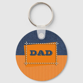 Voor papa op Vaderdag. Denim Patroon Gift Sleutelhanger
