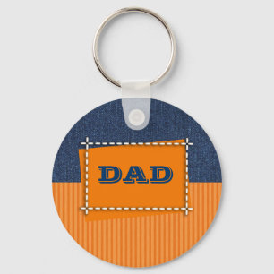 Voor papa op Vaderdag. Denim Patroon Gift Sleutelhanger