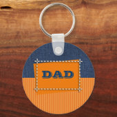 Voor papa op Vaderdag. Denim Patroon Gift Sleutelhanger (Voorkant)