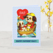 Voor papa op Vaderdag.  Hond en Puppy Kaart (Gele Bloem)