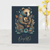 Voor papa op Vaderdag Leuke Beren Folk Art Kaart (Gele Bloem)