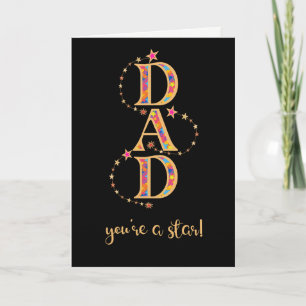 Voor papa op Vaderdag met sterren op zwart Kaart