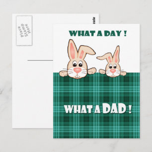 Voor papa op Vaderdag. Twee leuke konijntjes Briefkaart