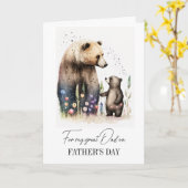 Voor papa op Vaderdag. Waterverf Beren schilderen Kaart (Gele Bloem)