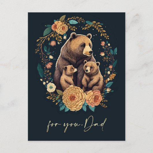 Voor papa op vaders dag Beren Folk Art Briefkaart (Voorkant)