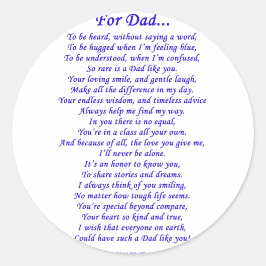 Voor papa ronde sticker (Voorkant)