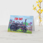 Voor papa Vaderdag kaart met een stoomtractor (Gele Bloem)
