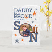 voor papa's verjaardag van Son Cowboy Kaart (Gele Bloem)