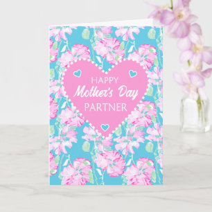 Voor partner op Moederdag Roze Rozen op Blauw Kaart
