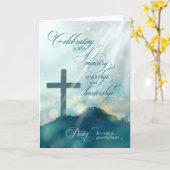 voor pastor Ordination Jubileum Blauwgroen Cross C Kaart (Gele Bloem)