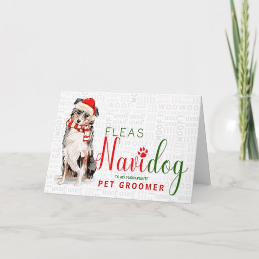 voor Pet Goomer Australian Shepherd kerstnaam Feestdagen Kaart (Voorkant)