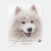 Voor | Pet Memorial Custom Photo Dog Paw Print Fleece Deken (Voorkant)