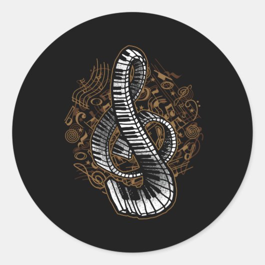 Voor pianist Piano Ronde Sticker (Voorkant)