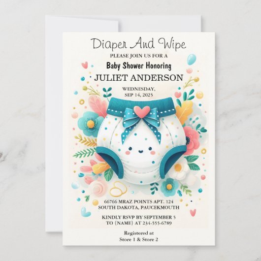 Voor Post Dad Roze Blauwe Luier en Wipe Baby showe Kaart (Voorkant)