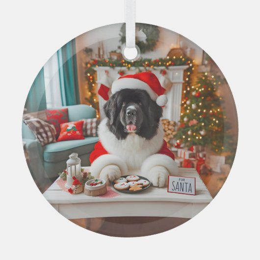 Voor Santa Newfie Cookie Taster Glas Ornament (Voorkant)