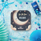 Voor Schattigee Space Night Sky Two The Moon 2nd B Papieren Bordje (Feest)