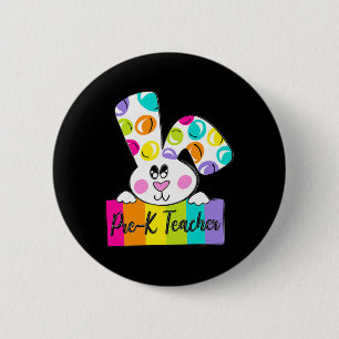 Voor-schoolleerkracht Gelukkige Pasen Konijn Voor- Ronde Button 5,7 Cm