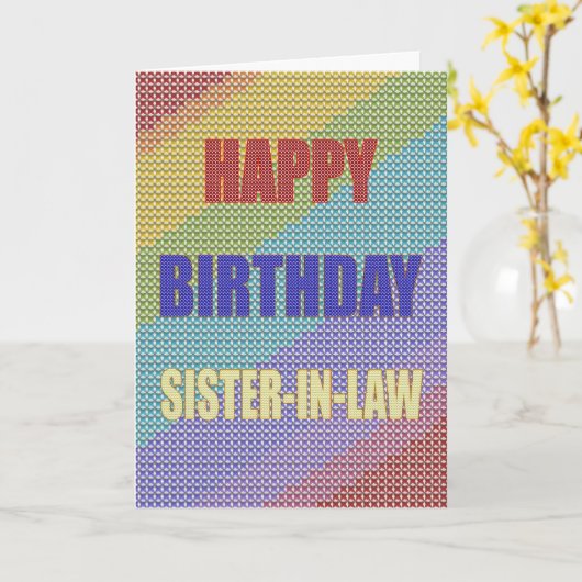 Voor schoonzus, een Cross Stitch verjaardagskaart Kaart (Gele Bloem)